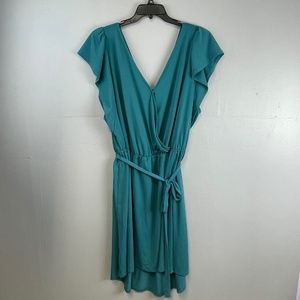 Ava & Viv Size 4x Teal Dress V-Neck  Ruffle